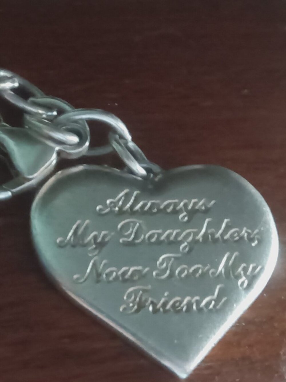Sterling Heart Diamond Charm Daughter Now My Friend